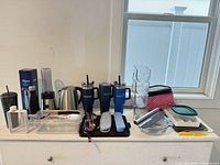 Overall shot of all items arranged on countertop