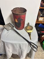 Full lot showing scuttle, bellows, shovel