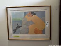 Full view of framed P. Hopper print showing artwork, matting and gold frame