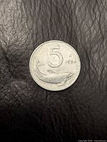 Reverse side with dolphin and denomination 5, date 1954, R mint mark visible.