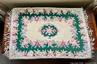 Full view of front showing design, colors, fringe
