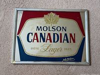 Front view of complete Molson Canadian Lager sign