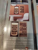 Front of package showing decal designs and size