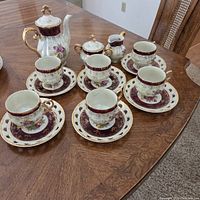 Full tea set laid out on table