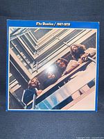 Front of blue gatefold cover showing Beatles photo
