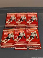 Front view of nine sealed Tim Hortons NHL 2021-22 trading card packs