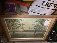 Framed Trudy Doyle signed print showing overall artwork and frame