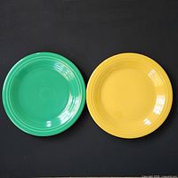 Top view showing yellow and green Fiesta plates side by side