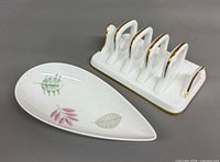 Rosenthal teardrop dish and Hammersley toast rack top view