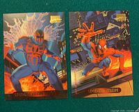 Fronts of two Spider-Man themed cards