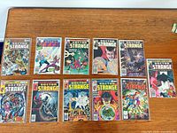 All 11 Doctor Strange comics laid out, bagged and boarded