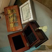 All three jewelry boxes displayed, one open to show interior