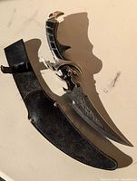 Full view of dagger beside sheath