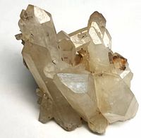 Oblique view of quartz cluster showing multiple prismatic points