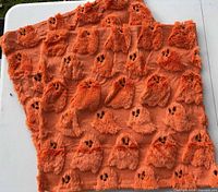 Front view of both orange pillow covers showing ghost pattern