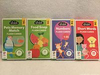 Front view of all four flash-card boxes