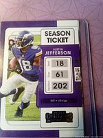 Front of Justin Jefferson Season Ticket card