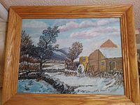 Full view of framed oil painting
