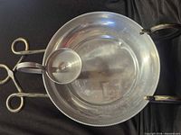 top view of aluminum chip and dip bowl showing attached cup and interior wear