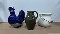Front view of all three ceramic items side by side