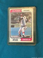 Front view of 1974 Topps Nolan Ryan card in protective sleeve