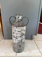 Full vase front view showing height, handles, finish