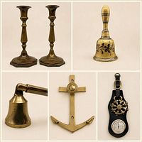 Group shot of all six brass items