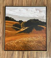 Full view of framed landscape painting