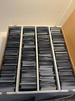 Top view of four-row 3200-count box filled with MTG cards