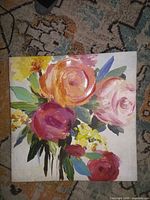 Front view of floral canvas painting