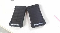 Front view of two Patriots solar power banks