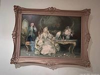 Full view of framed Rococo-style oil painting