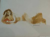 Full view of drawing showing reclining nude figure and signature placement