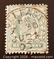 front of stamp showing portrait, denomination and cancellation