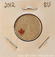 Coin in flip showing reverse with Sir Isaac Brock design
