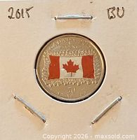 Reverse side showing coloured Canadian flag design in holder