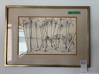 Framed ink drawing entire view