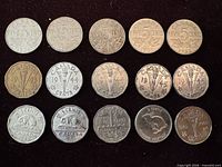 All 15 coins front side