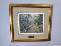 Full view showing framed print, matting, plaque