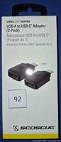 Front of Scosche StrikeLine USB-A to USB-C Adapter 2-Pack box