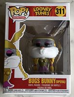 Front of boxed Bugs Bunny (Opera) Pop! figure showing character and window display