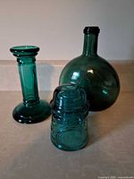 Group shot of all three green glass items