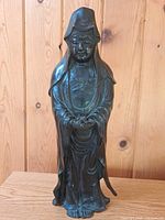 Front view of bronze Guanyin statue
