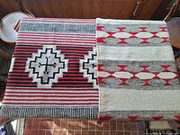 Both rugs laid flat showing overall patterns and colors