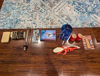 All items laid out on floor for overview