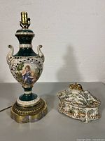 Lamp and covered dish full view