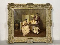 Front view of framed oil painting