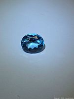 Front view of oval Swiss blue topaz gemstone