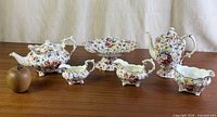 Group view of all six bone china pieces