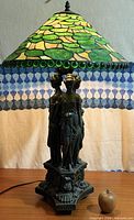 Full view of lamp with shade and base